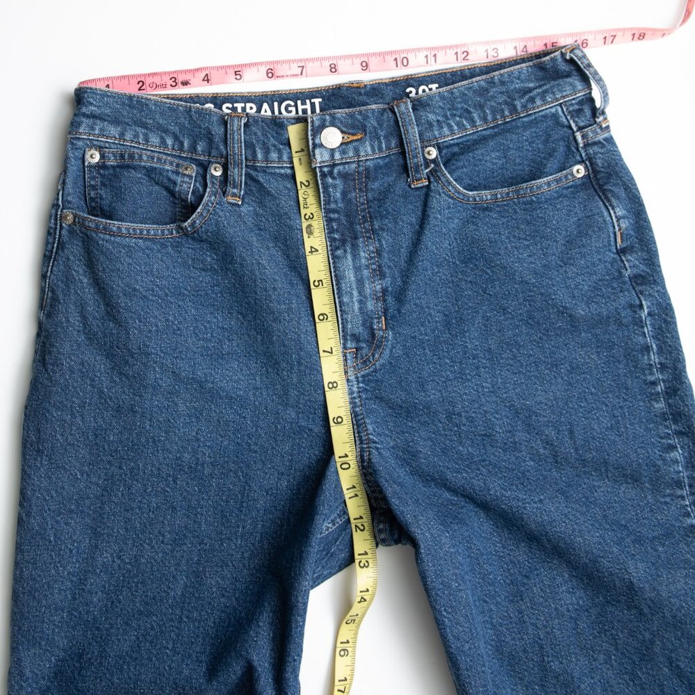 J. Crew Straight Jeans High-Rise 90's Classic Stretch Denim Blue Size 30 Tall - Picture 7 of 7